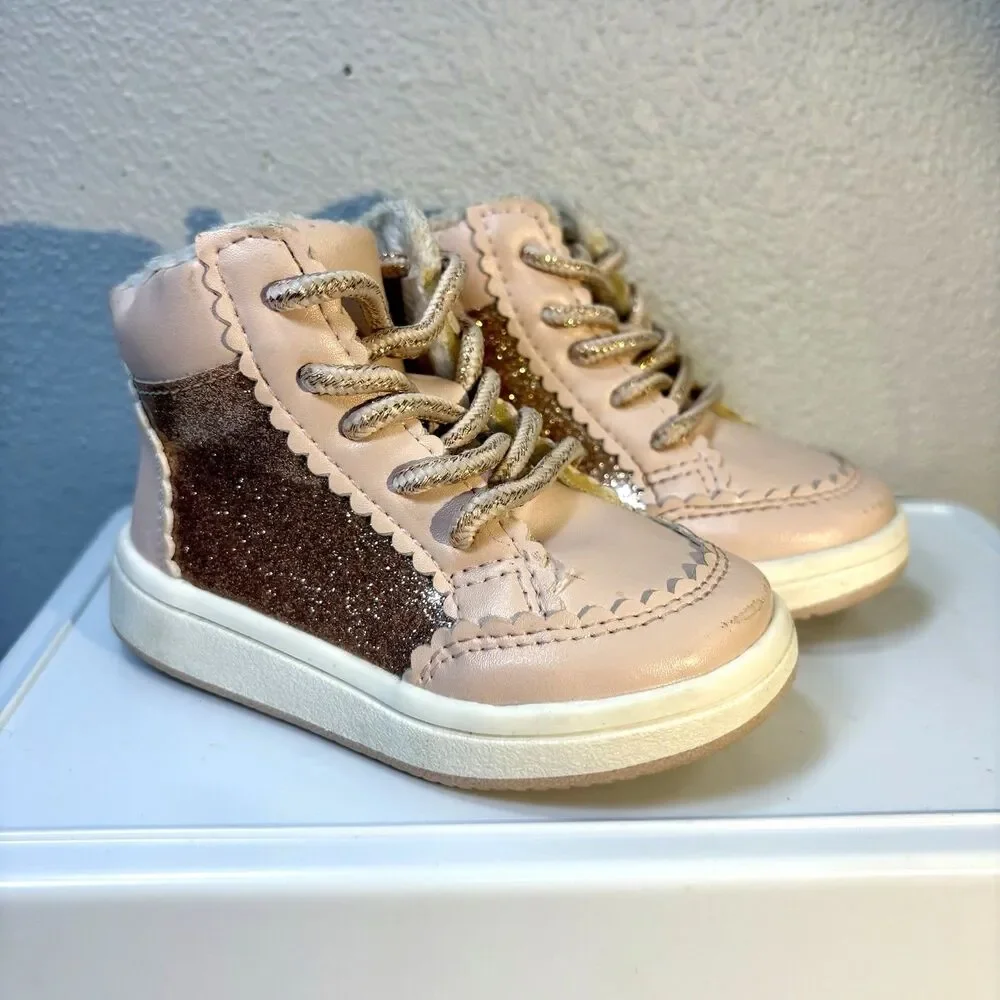 H&M Sparkly Pink and Rose Gold Baby Shoe Boots size 2.5-3.5